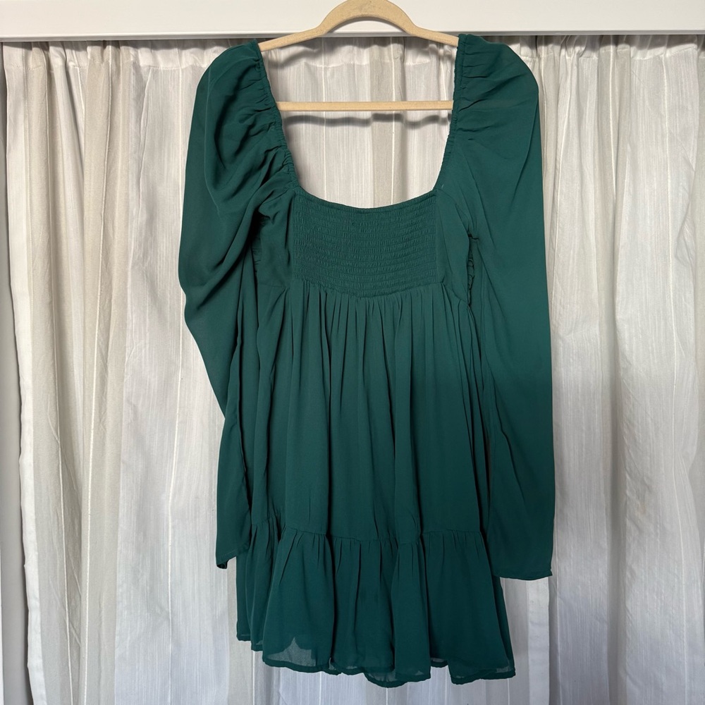 Abercrombie & Fitch Green Long Sleeve Mini Dress SP - Picture 3 of 8